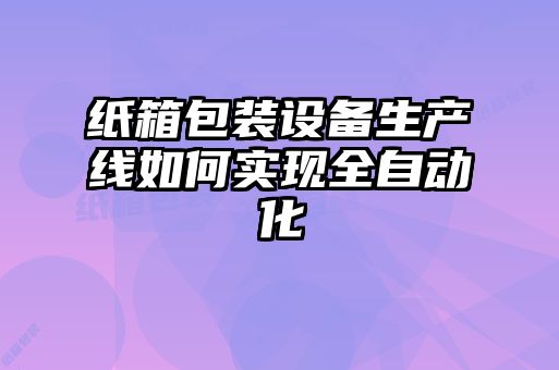 紙箱包裝設備生產(chǎn)線如何實現(xiàn)全自動化